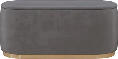 Produktbild von Dancan Scarlett ovaler POUF mit Stauraum / 110 cm / Sitzpuff mit Samtstoff bezogen / Hellgrau