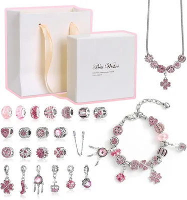 Immagine prodotto di Kit per creare braccialetti con oltre 100 perline colorate, confezione regalo, ideale per bambini e progetti creativi