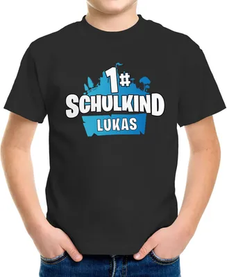 Produktbild von Kinder Jungen T-Shirt Einschulung mit Namen Gamer Zocker personalisierbar Schulanfang Moonworks® schwarz 110-116 (5-6 Jahre)