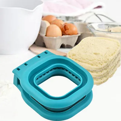 Produktbild von Kinder-Sandwichschneider, Sandwichschneider und Versiegelungsgerät, Quadratischer Brotbackautomat, 14.2*12*4.6cm, Blau