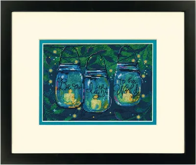 Image de Dimensions Kit de broderie au point de croix "Sois une lumière", motif à compter, 17,7x12,7cm