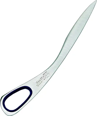Produktbild von Brieföffner, gekrümmt, 16,5 cm, Griff blau gummiert, rostfreier Edelstahl