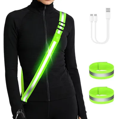 Produktbild von Lauflicht mit Reflektoren, LED Sicherheits-Schultergurt, USB Aufladbar, Verstellbar, Grün