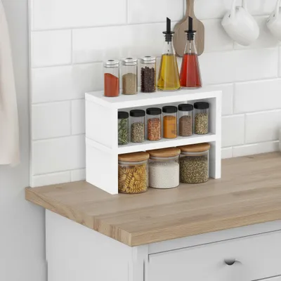 Produktbild von Decortie Dean Küchenregal 2-stöckig, Arbeitsplatte Organizer Weiß 48x22x35 cm