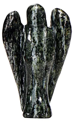 Produktbild von Morella Edelstein grüner Zebra Jaspis Engel Glücksbringer Schutzengel zum Mitnehmen 3,5 cm in Samtbeutel