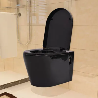 Produktbild von vidaXL Hänge-Toilette mit Unterputzspülkasten Keramik Schwarz