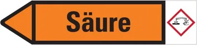 Produktbild von Dreifke® Aufkleber I RKZ-Etikett Säure, links, orange/schwarz, ab 90mm Ø, 440...
