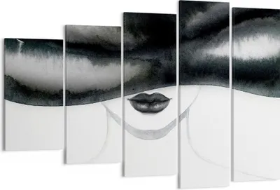 Produktbild von Bild auf Leinwand - Leinwandbild - 5 Teile - Frau Hut Schwarzweiß - 150x100cm - Wand Bild - Wanddeko - Wandbilder - Leinwanddruck - Bilder - Wanddekoration - Leinwand bilder - EG150x100-4301