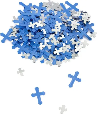 Produktbild von Oblique Unique Deko Kreuze Konfetti Streudeko Konfirmation Taufe Kommunion - blau silber