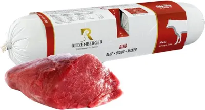 Produktbild von Rindfleisch mit Kürbis und Hüttenkäse | Doppelbrötchen (2x175g) | Katzennassfutter | Empfindlicher Verdauungstrakt | Ritzenberger