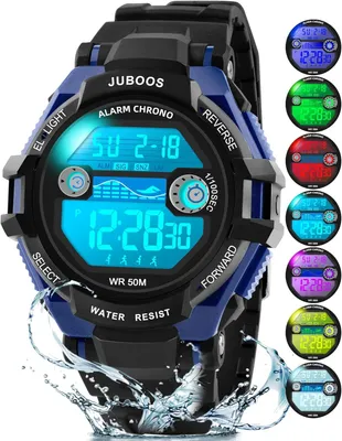 Produktbild von Kinder Digitaluhren,7 Farben LED-Licht Kinder Sport Jungen Wasserdicht Kinderuhr mit Alarm Stoppuhr, Outdoor Armbanduhr für Jungen Mädchen 5-18