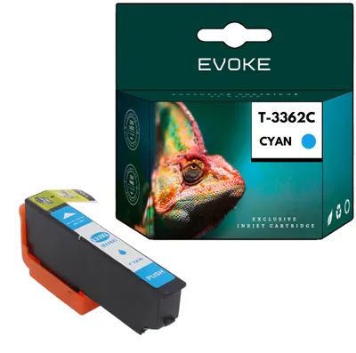 Productafbeelding van Evoke compatibele inkt voor Epson 33XL T3362 C13T33624010, cyaan, 13 ml, geschikt voor 940 pagina's, voor de modellen Expression Premium XP-530, 540, 630, 635, 640, 645, 830, 900, 7100