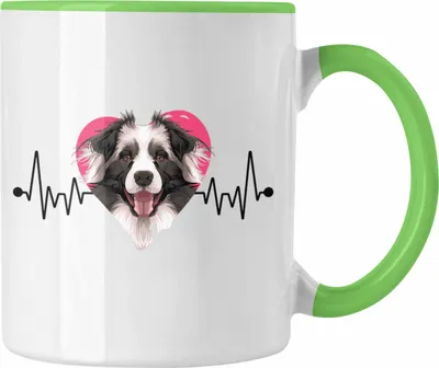 Produktbild von Trendation - Border Collies Besitzer Tasse Geschenk Lustiger Spruch Geschenkidee Herzschlag Border Collies (Grün)
