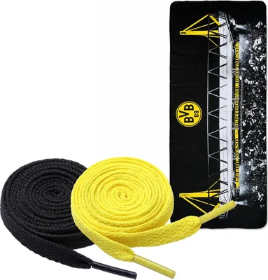 Produktbild von Borussia Dortmund BVB Microfaser-Handtuch ca. 180 x 75 cm + 2 Paar Fan-Schnürsenkel 2# 5#