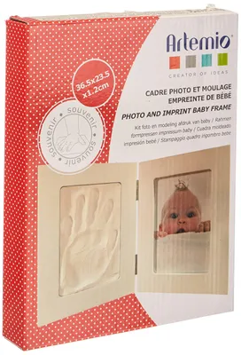 Gusseisen-Set für Baby-Fotorahmen, Holz, Weiß, 19,5x3,5x24 cm