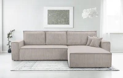 Produktbild von AX LIVING Cord Couch L Form – Cedria Wohnlandschaft 287 cm Zartweiß