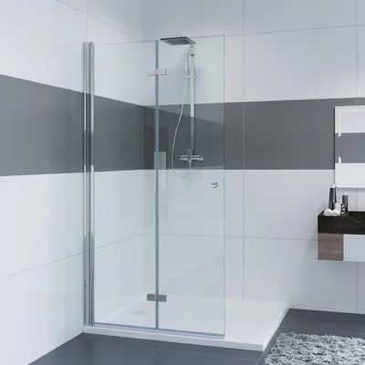 Produktbild von IMPTS Duschwand 75 x 185 cm Walk in Dusche Falttür Schwingtür Duschkabine 6 mm NANO Glas Duschabtrennung ESG Echtglas Glaswand Höhe 185 cm