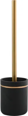 Image de spirella® Garniture de brosse de WC "Bly", brosse de WC, garniture de WC en plastique noir mat avec effet doré