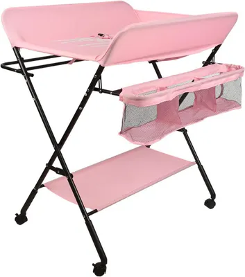 Produktbild von Faltbarer Wickeltisch – Wickeltisch für Babys – Für die Babypflege – Mit Sicherheitsgurt – 80 x 66 x 98 cm – Dunkelblau