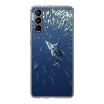 Produktbild von MuchoWow® Handyhülle Schutzhülle Hülle für Samsung Galaxy S21 Wasser - Sardinen - Tiere Silikon Softcase Handy Hülle - Softcase