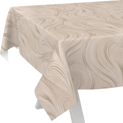 Produktbild von Tischdecke Organisch Abstrakt Beige 1000x140cm Schnittkante Wachstuch abwaschbar