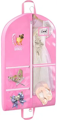 Immagine prodotto di Borsa da viaggio per bambine appassionate di danza, borsa da escursione da 3 pollici con 5 scomparti e sacchetto in tessuto rosa con motivi di bambole, ideale per gare e avventure.