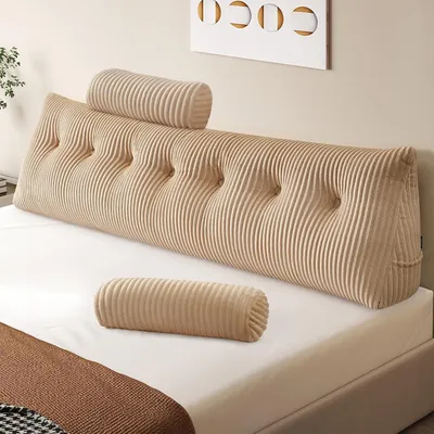 Produktbild von Lesekissen mit Seitentasche und abnehmbarem Bezug, beige, 200 x 50 x 20 cm