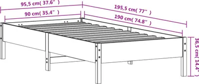 Produktbild von vidaXL Massivholzbett ohne Matratze Weiß 90x190 cm Kiefernholz