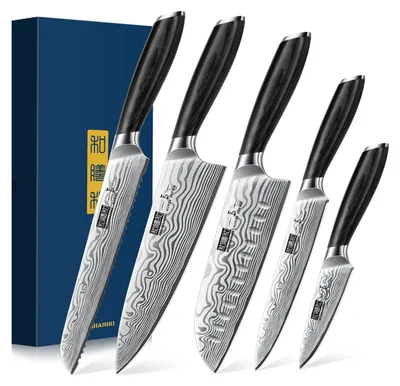 Produktbild von HOSHANHO 5-Teilig Messerset, Kochmesserset Japanisches Chefküchenmesserset