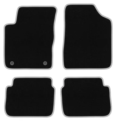 Produktbild von Fußmatten Automatten Velours Schwarz/Silber für Hyundai i10 2007-2013 Set 4-tlg