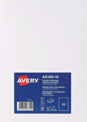 Image de Avery A3L003-10 étiquette à imprimer Blanc Imprimante d'étiquette adhésive