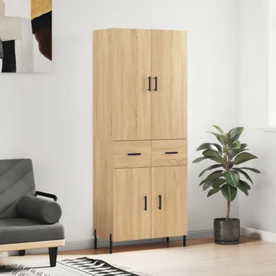 Productafbeelding van Maison Exclusive - Hoge kast met deuren, eikenhout Sonoma look, 69,5 x 34 x 180 cm, composiethout