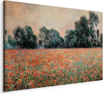 Produktbild von Bilder Claude Monet Mohnfeld 120x80 cm Vlies Leinwandbild 1 tlg Kunstdruck modern Wandbilder XXL Wanddekoration l-F-15050-b-a