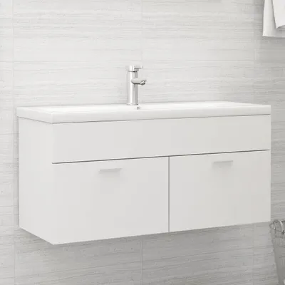 Produktbild von Badezimmer-Set "Prödel" aus Spanplatte in Weiß. Abmessungen (B/H/T) 100x46x38 cm