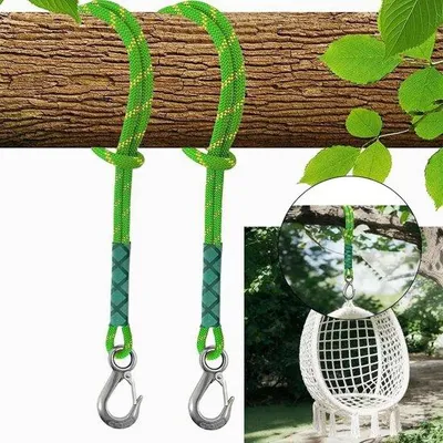 Obrázok produktu pre Sada na upevnenie hojdačky – 2 kusy – 60 cm – sieť na ležanie – lano na zavesenie – nastaviteľné – hojdacia sieť – popruhy s karabínami – sieť na ležanie – upevnenie – sada na upevnenie sieť na ležanie – príslušenstvo k hojdačke – upevnenie do záhrady