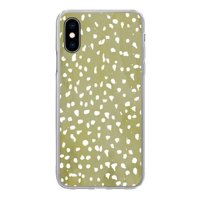 Produktbild von MuchoWow® Handyhülle Schutzhülle Hülle für iPhone X Polka dots - Weiß - Grün Silikon Softcase Handy Hülle - Handyhülle
