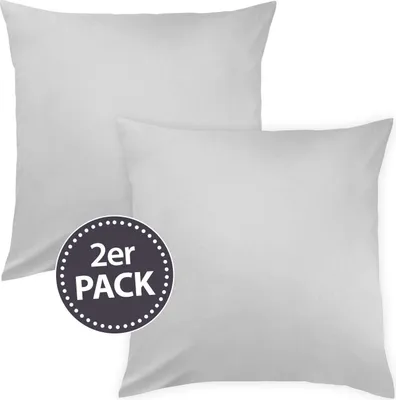Produktbild von Traumschlaf Uni Mako-Satin Kissenbezüge Doppelpack 2x Kissenbezug 65x100 cm silber