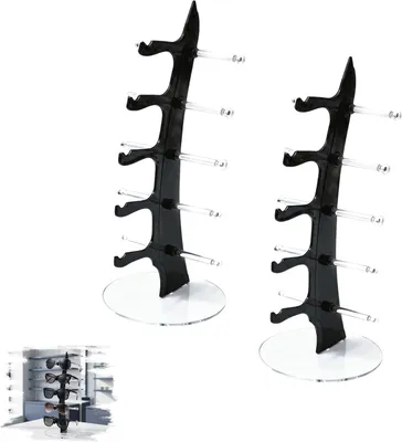 Produktbild von Brillenständer, 2 Stück, zur Ablage von 5 Brillen, 35*16*12.5cm, Aufbewahrung für Sonnenbrillen zur Präsentation im Brillengeschäft oder zu Hause