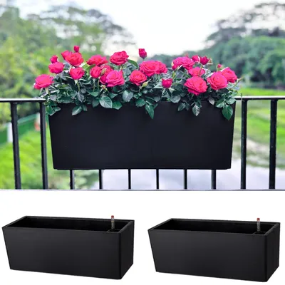 Produktbild von Set von 2 Schwarzen Blumentöpfen für Balkon oder Garten