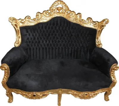 Produktbild von Casa Padrino Barock 2er Sofa Master im Antik Stil, Schwarz und Gold, Breite 150 cm