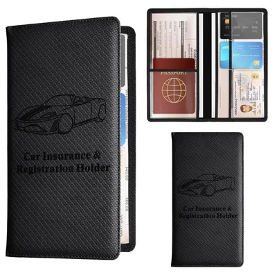 Productafbeelding van Documentenhouder voor voertuigpapieren en verzekeringsdocumenten, zwart, Polyurethanleer, 24x13 cm
