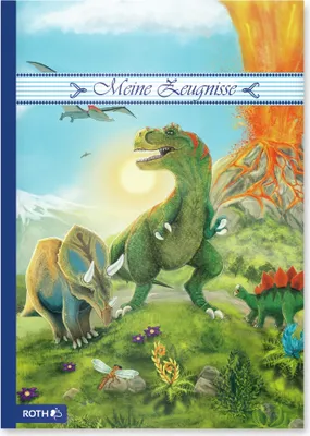 Produktbild von ROTH Zeugnismappe T-Rex - mit 10 A4 Klarsichthüllen, dokumentenecht - Dino Dokumentenmappe
