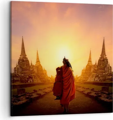 Produktbild von Bild auf Leinwand - Leinwandbild - Tempel Mönch - 50x50cm - Wand Bild - Wanddeko - Wandbilder - Leinwanddruck - Bilder - Kunstdruck - Wanddekoration - Leinwand bilder - Wandkunst - AC50x50-3472