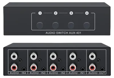 Image de Commutateur audio, commutateur audio AUX, commutateur audio RCA L/R 4 entrées, 1 sortie