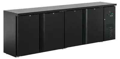 Produktbild von Gastro Barkühler | Barkühlschrank | Flaschenkühltisch | Schwarz | 4 Türen | 600 Liter | +2 bis +8 °C