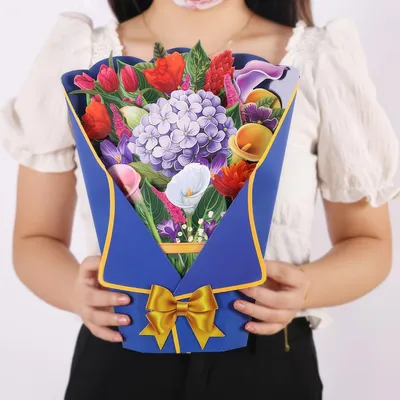 Immagine prodotto di biglietto d'auguri floreale pop-up 3D - Elegante bouquet di fiori