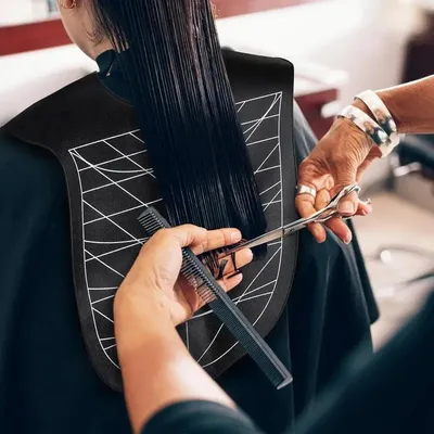 Immagine prodotto di INF Mantella da taglio per capelli in silicone, mantello da barbiere professionale per la colorazione dei capelli, la tintura dei capelli, il taglio e l'acconciatura Nero