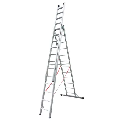 Produktbild von Euroline Premium 30777 Stufen Mehrzweckleiter mit Wandlaufrollen 3-teilig 3x12 Stufen