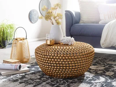 Produktbild von Couchtisch - Gold Aluminium - Runde Metall Wohnzimmertisch - Orientalisches Design Beistelltisch - Kleiner Runder Couchtisch - 60x60x30 cm