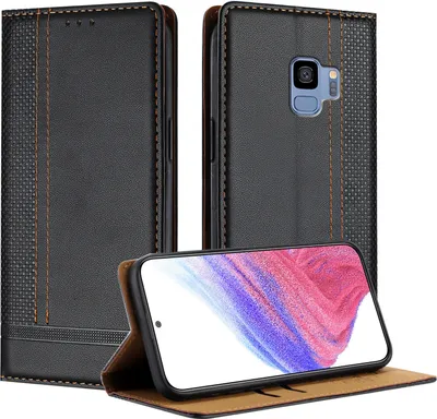 Image de Étui pour Samsung Galaxy S9 en cuir avec fonction stand noir